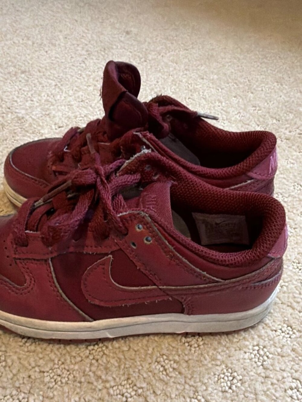 Nike Dunk Low PS Team Red Sweet Beet Maroon Kids Size 12C Sneakers